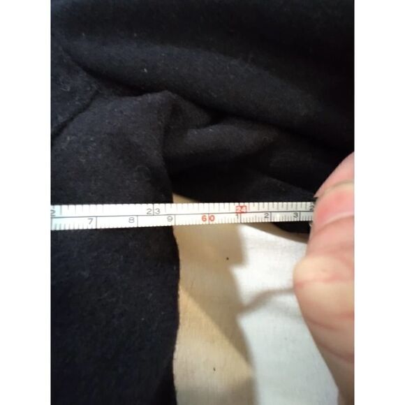 TOMMY HILFIGER FAUX FUR WOOL BLEND COAT SIZE LARGE BLACK BROWN POCKETS - Picture 7 of 8